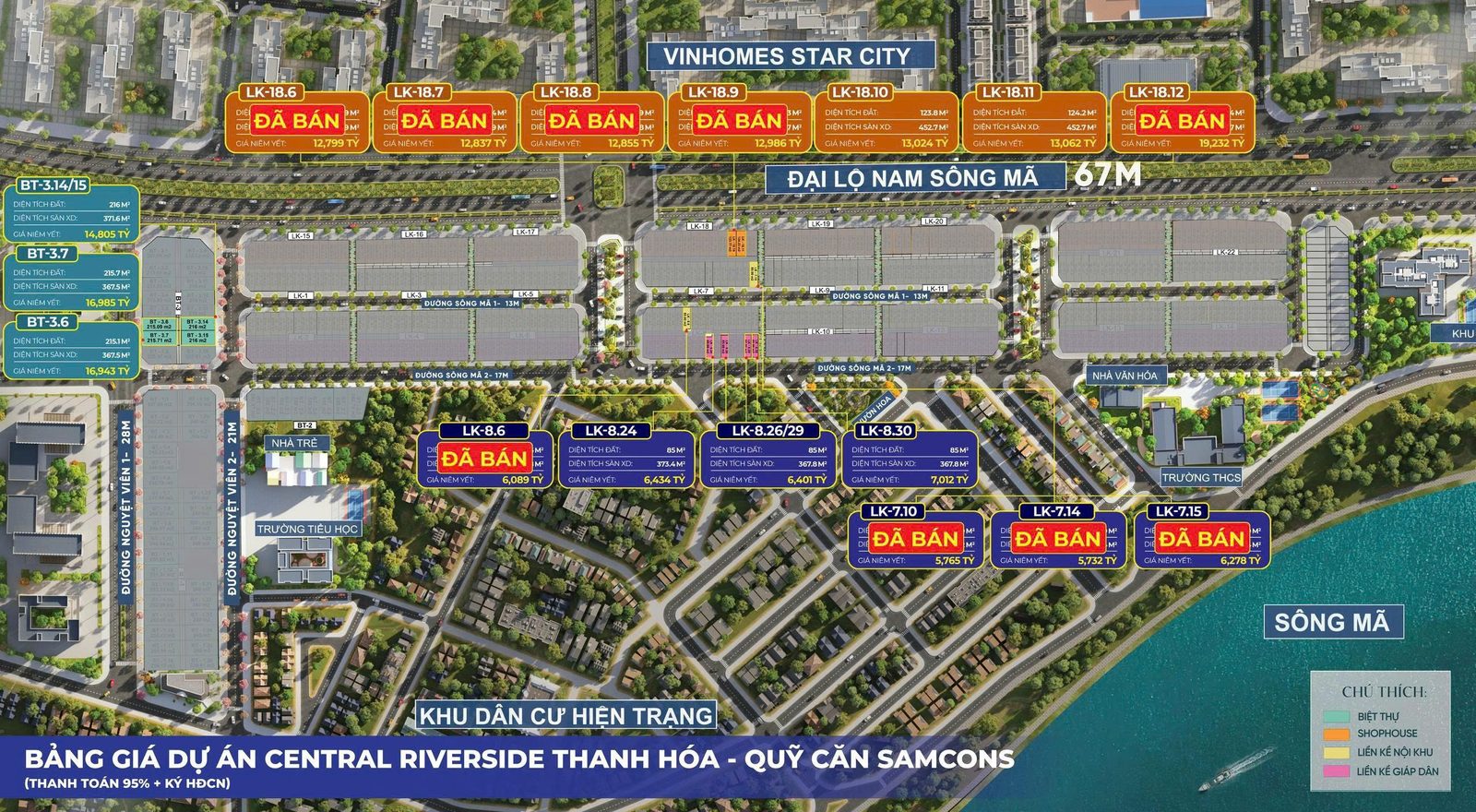 Quỹ căn Samcons Central Riverside - thanh toán 95% và ký HĐCN