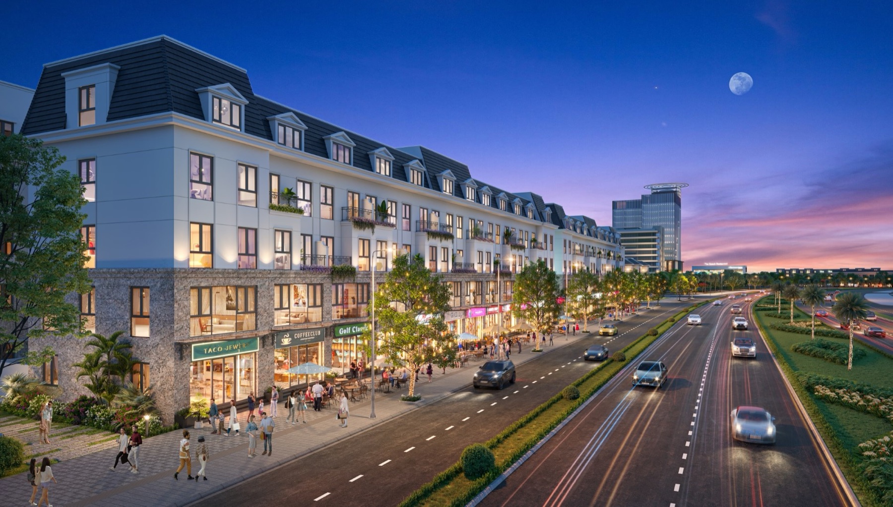 Phối cảnh shophouse mặt Đại lộ Nam Sông Mã 67m Central Riverside